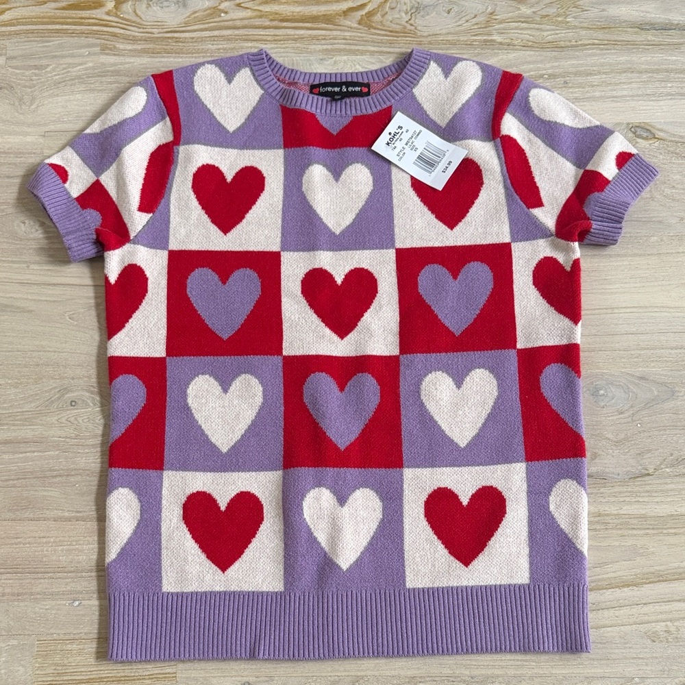 Focereve & ever Pattern Sweater - Red, Purple, and White